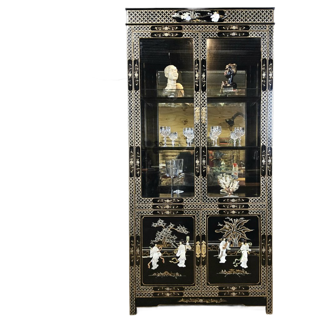 Vintage Chinese Vitrinekast / Aziatische Kast / Chinoiserie / Oosterse Kast / Display Cabinet / Bohemian Kast image 1