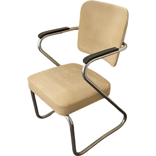 Paul Schuitema Fana  1950 Vintage Zilverkleurig, Creme Fauteuil image 1