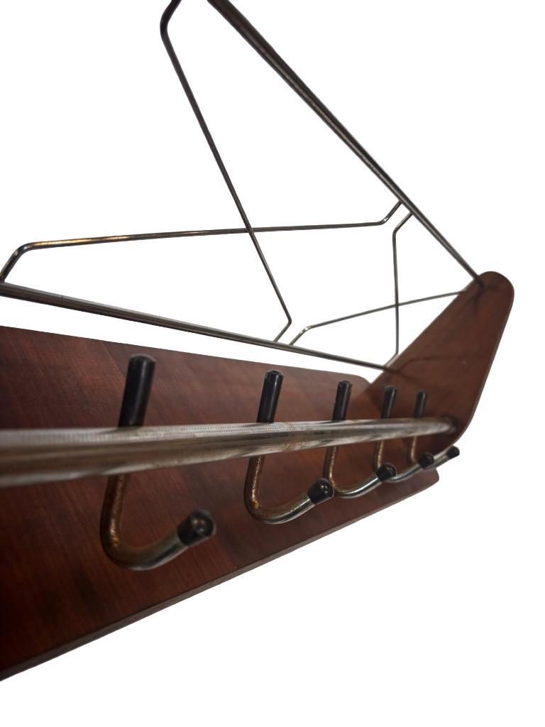 Vintage Wandkapstok Teak En Chroom Jaren 60/70 image 17