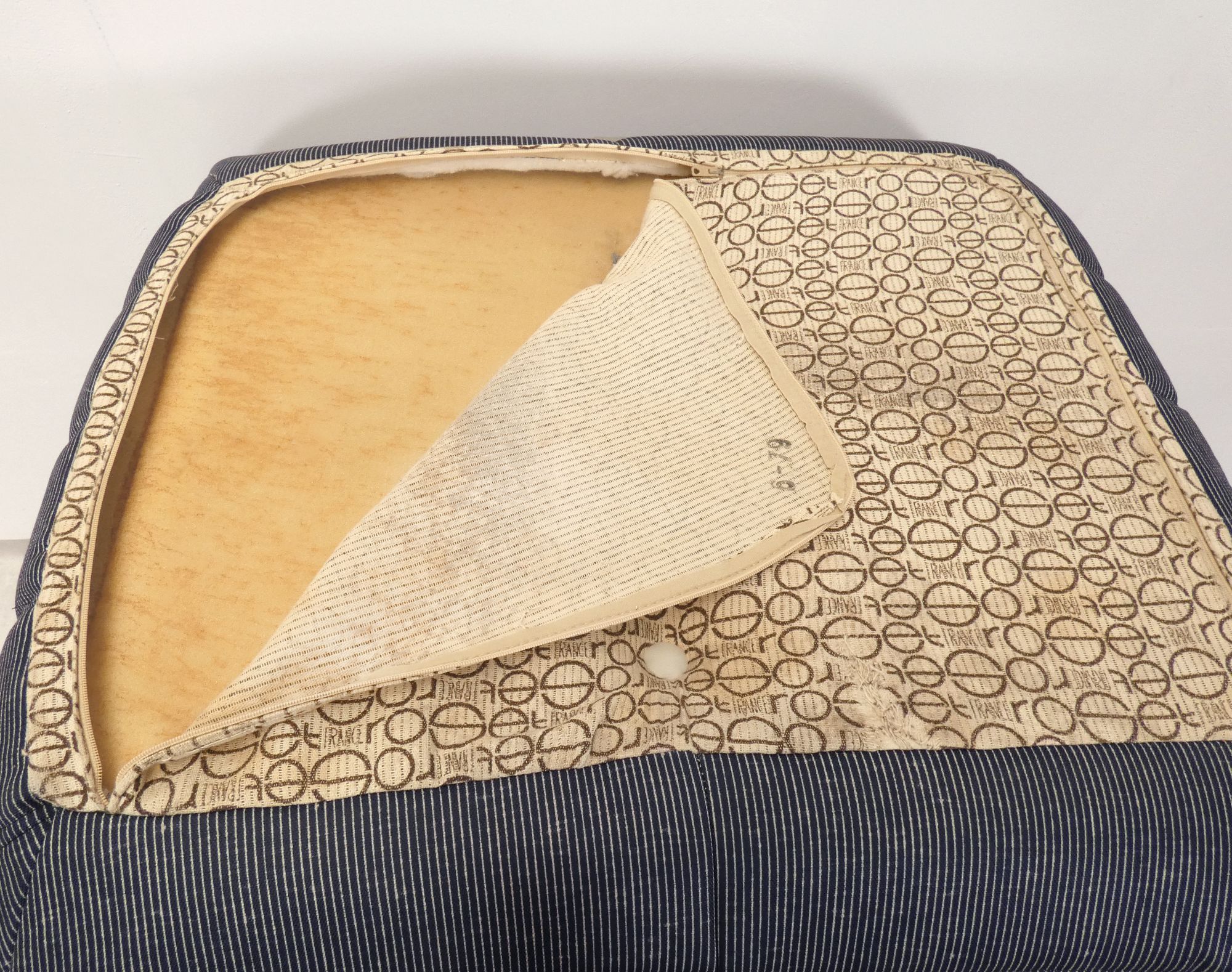 Ligne Roset Togo Set - 1 - 2 Seater & Ottoman - Pinstripe Fabric image 20