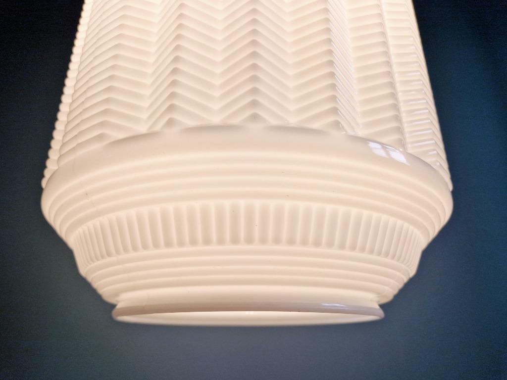 Grote Art Deco-Hanglamp In Witte Opaline, 1920-30 image 12