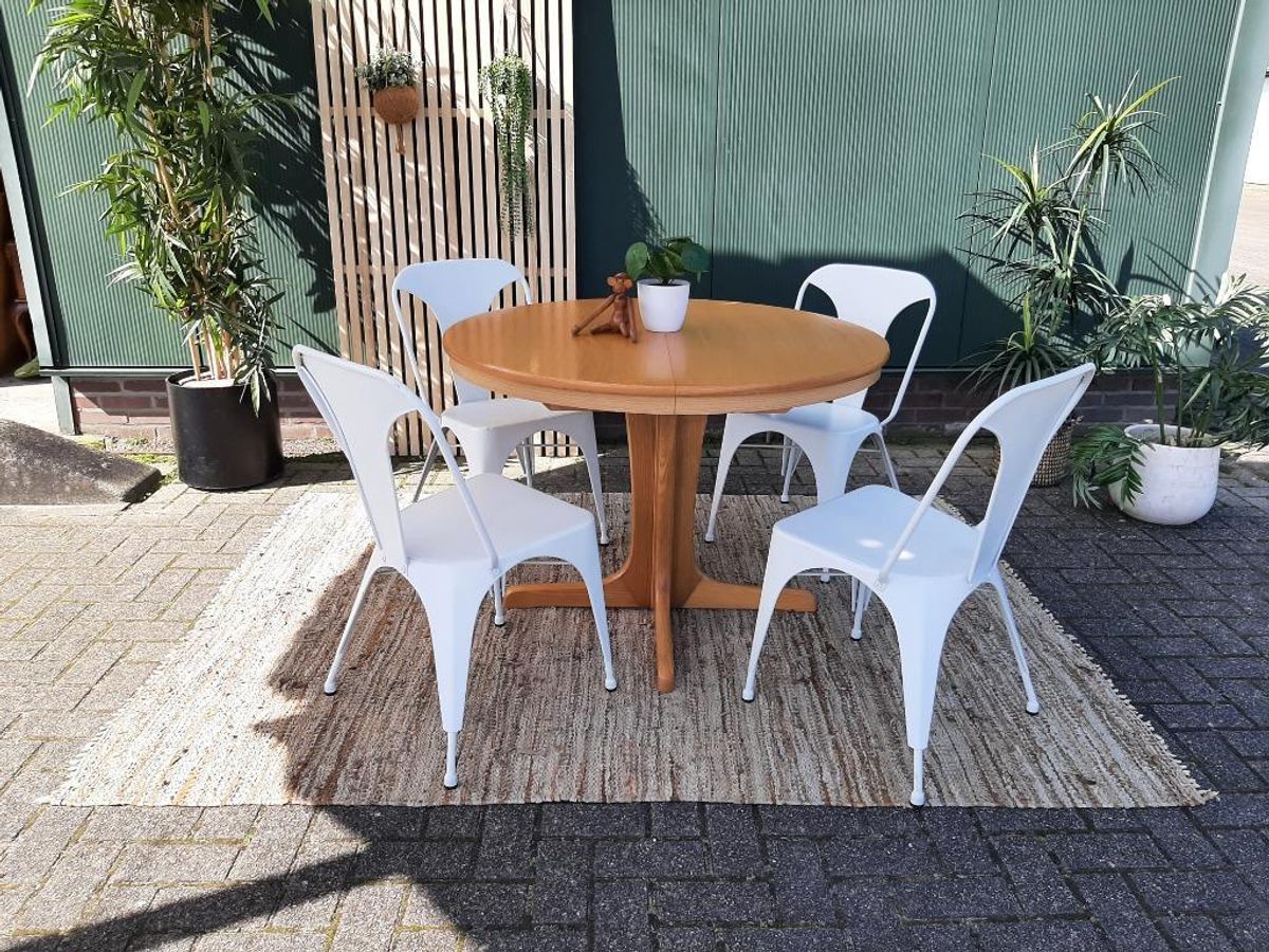 Set Van 4 Eetkamerstoelen Vintage Design Witte Stoelen image 2