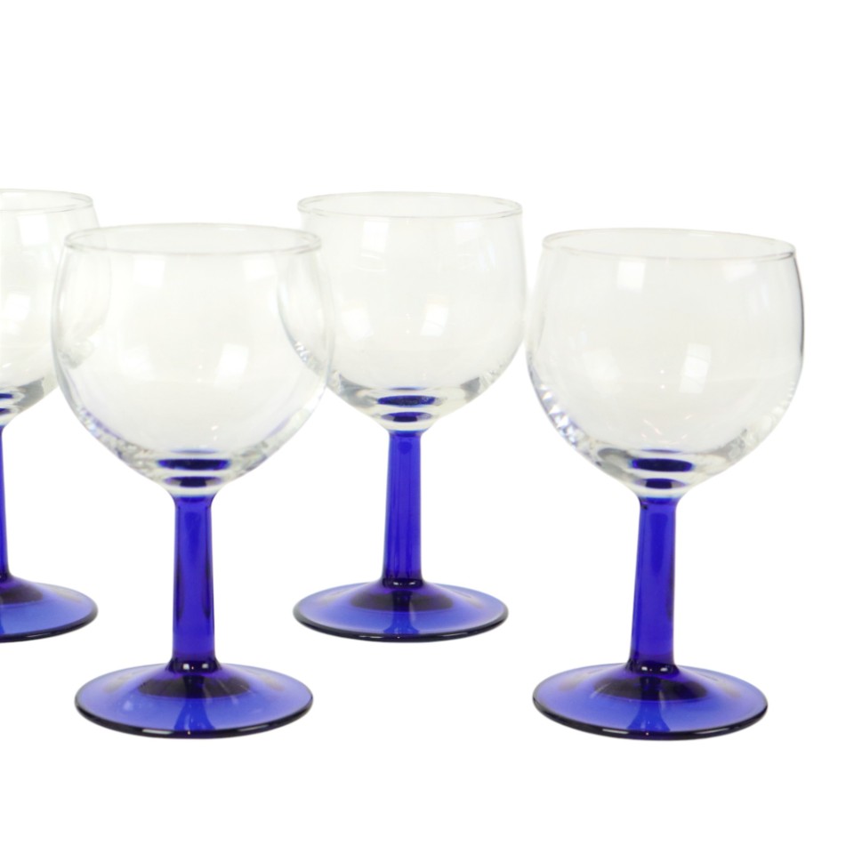 Arcoroc Wijnglazen Kobalt Blauwe Voet Frankrijk Jaren 80 image 3