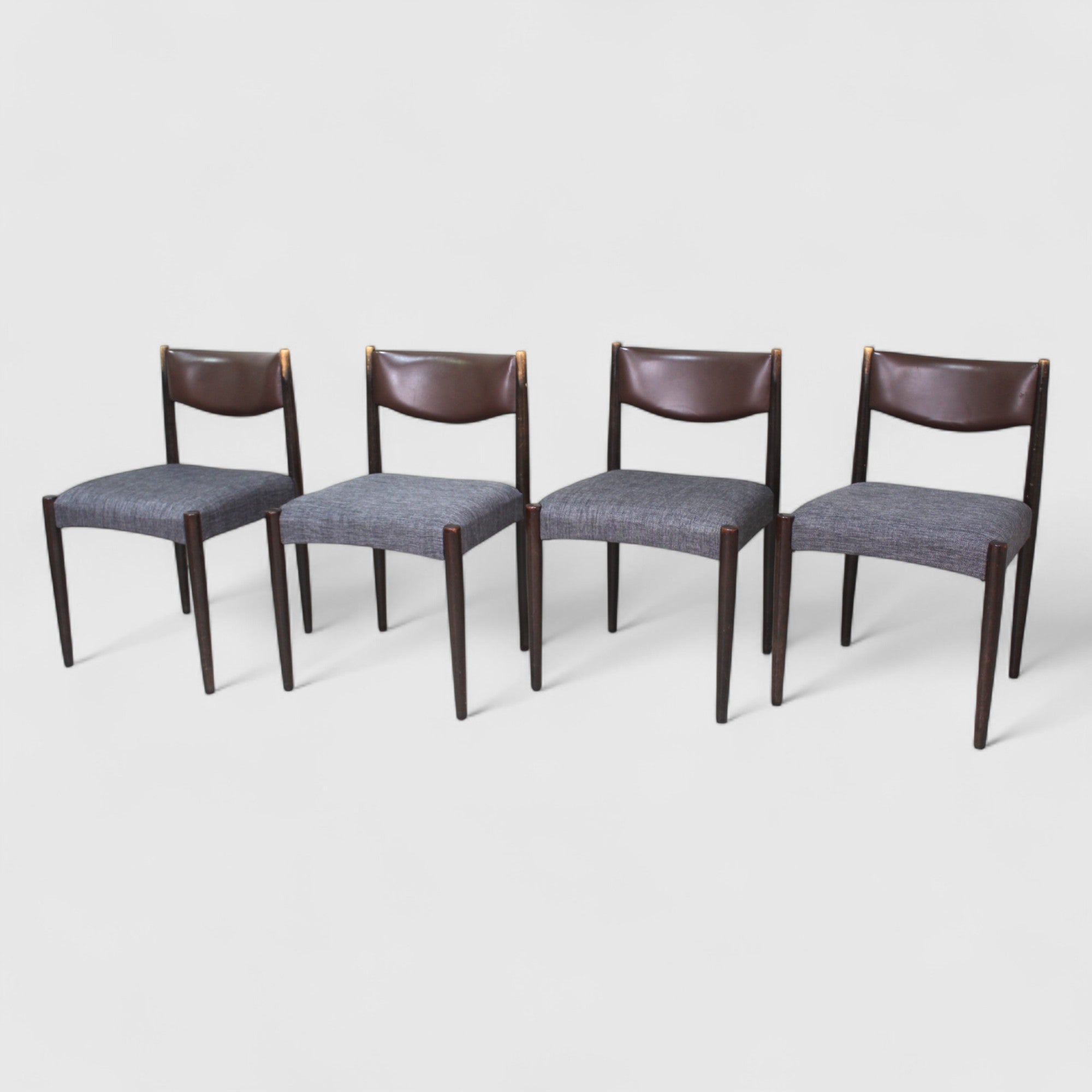 4x Vintage Eetkamerstoelen - Jaren '60, Bruin, Grijs image 5