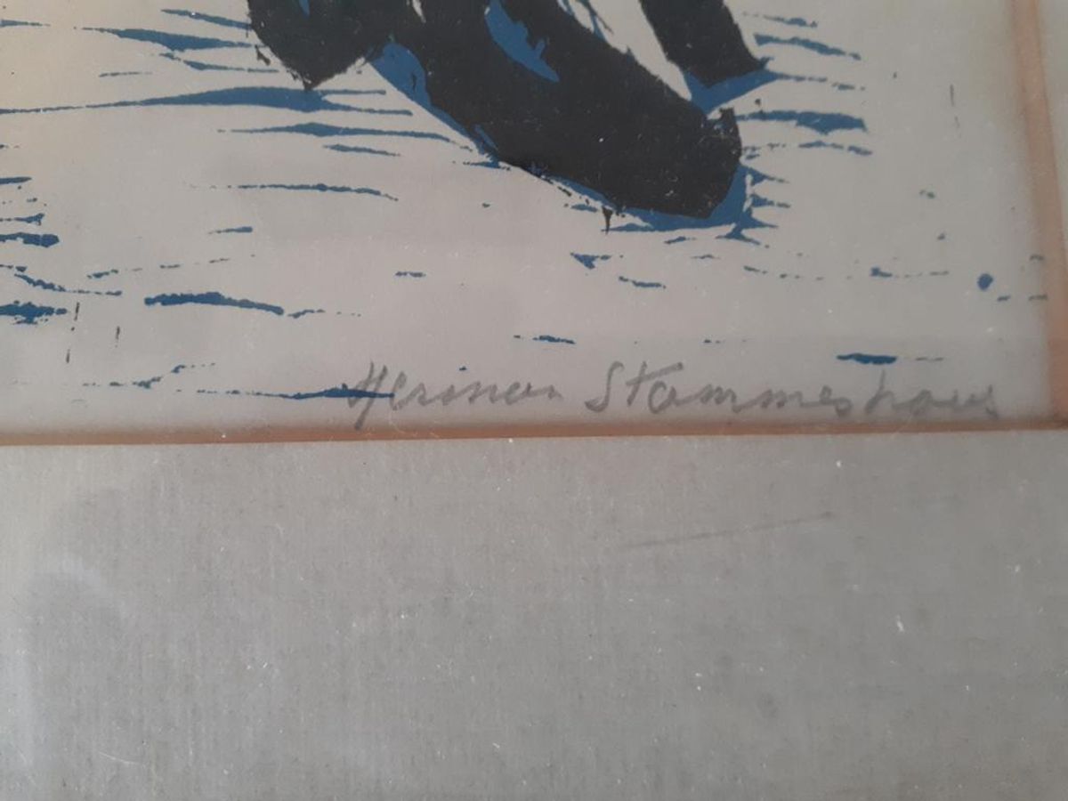 Linoneum Snede Ballerina Schilderij Gesigneerd Kunst Druk image 4