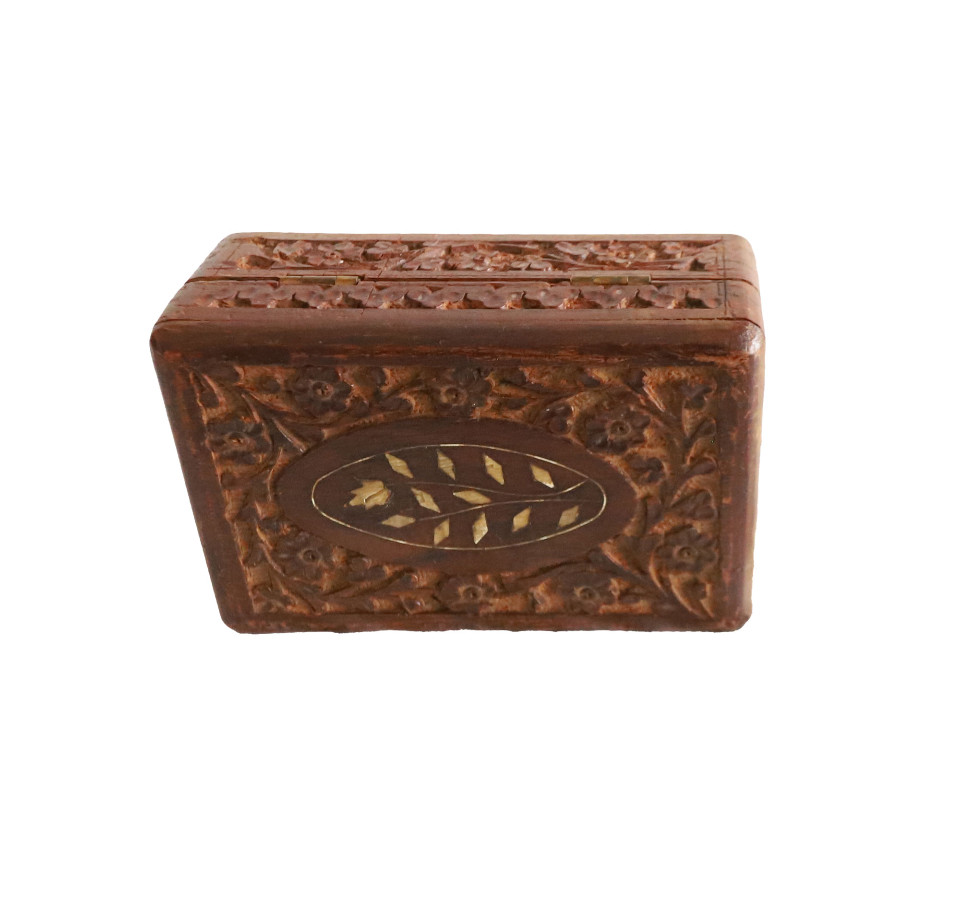 Vintage Houten Doosje Met Ingelegde Takken, Jaren, India '60 image 2