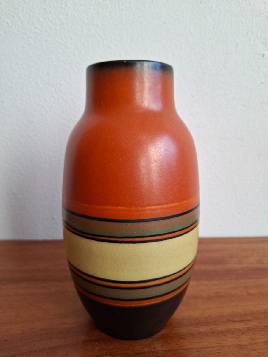Vintage West Germany Vaas Oranje, Zwart image 3