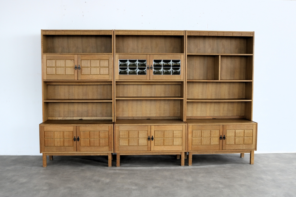 Brutalist Boekenkast | Wandkast | Eiken | Jaren 60 | Deens image 4
