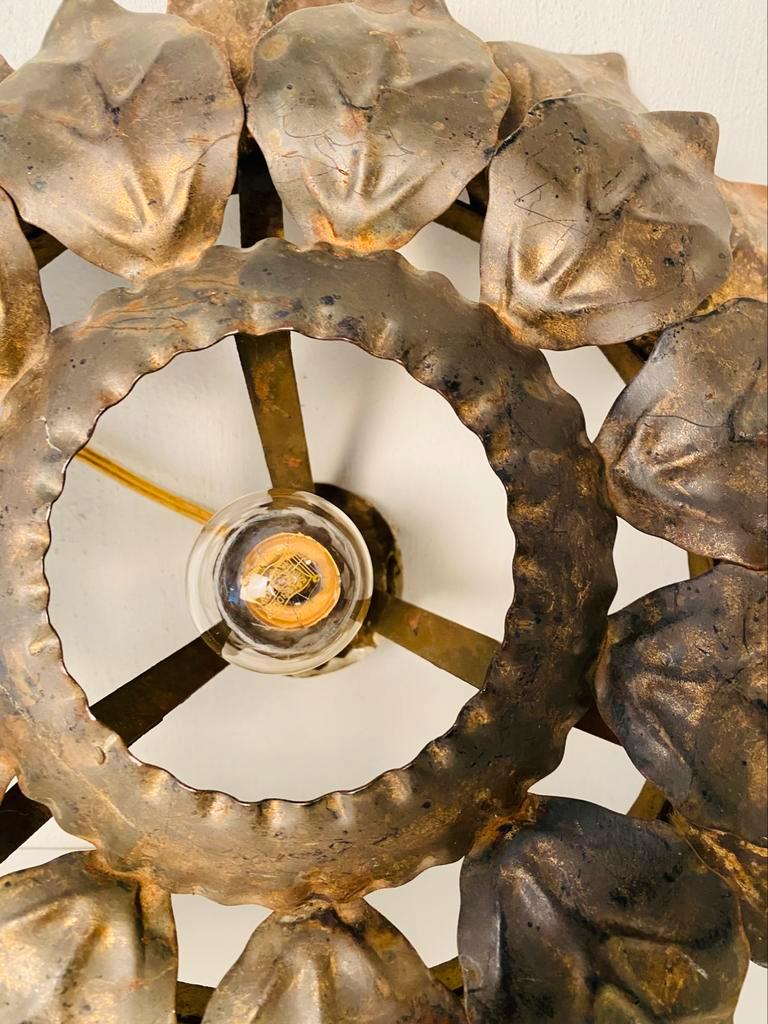 Verguld Metalen Florale Wandlamp Jaren 60 image 4