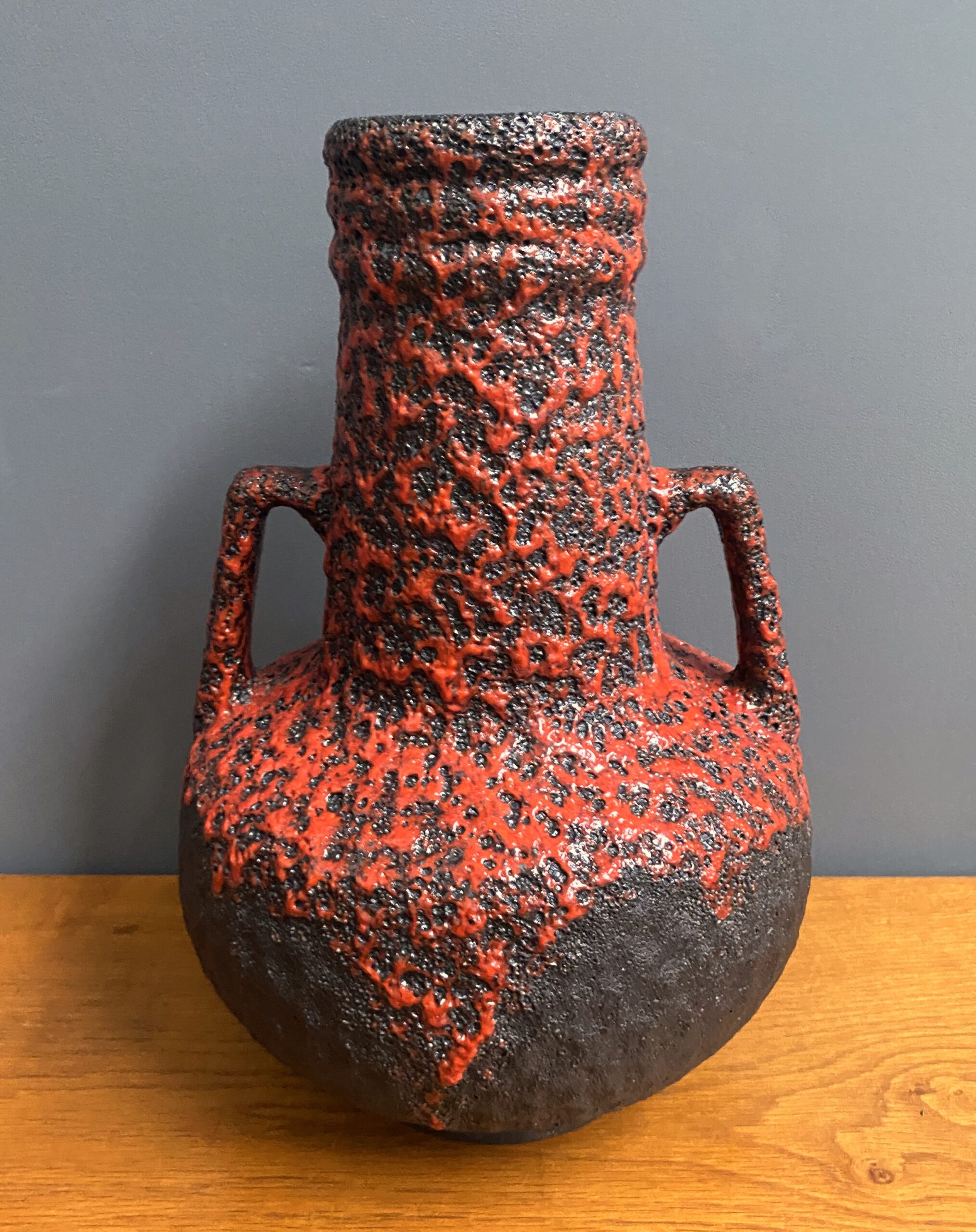 Fat Lava Vase In Red And Black By Fohr West Germany Ceramics image 3