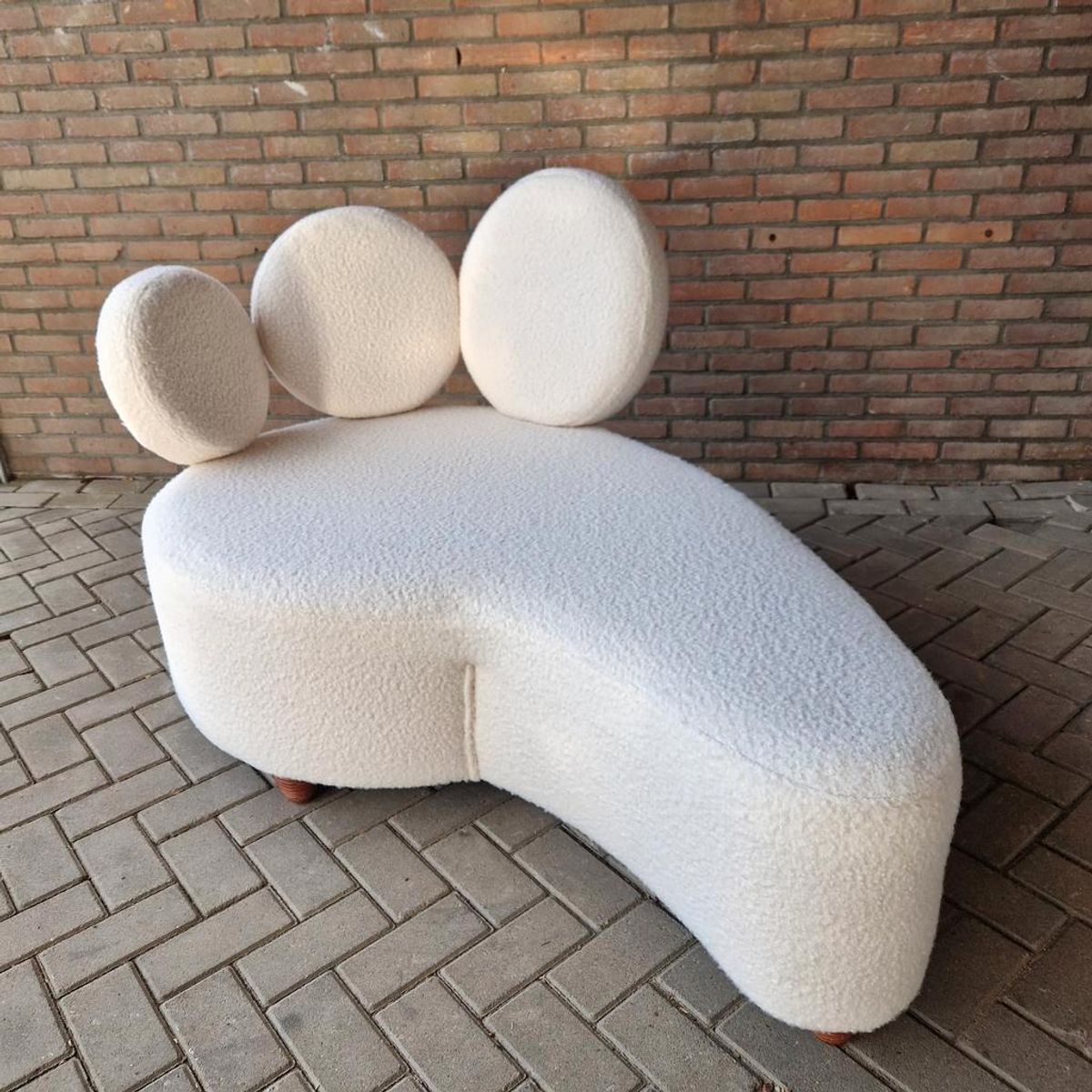 Shaise Longue Bank Nieuw Bekleed Teddy Stof Bank image 12