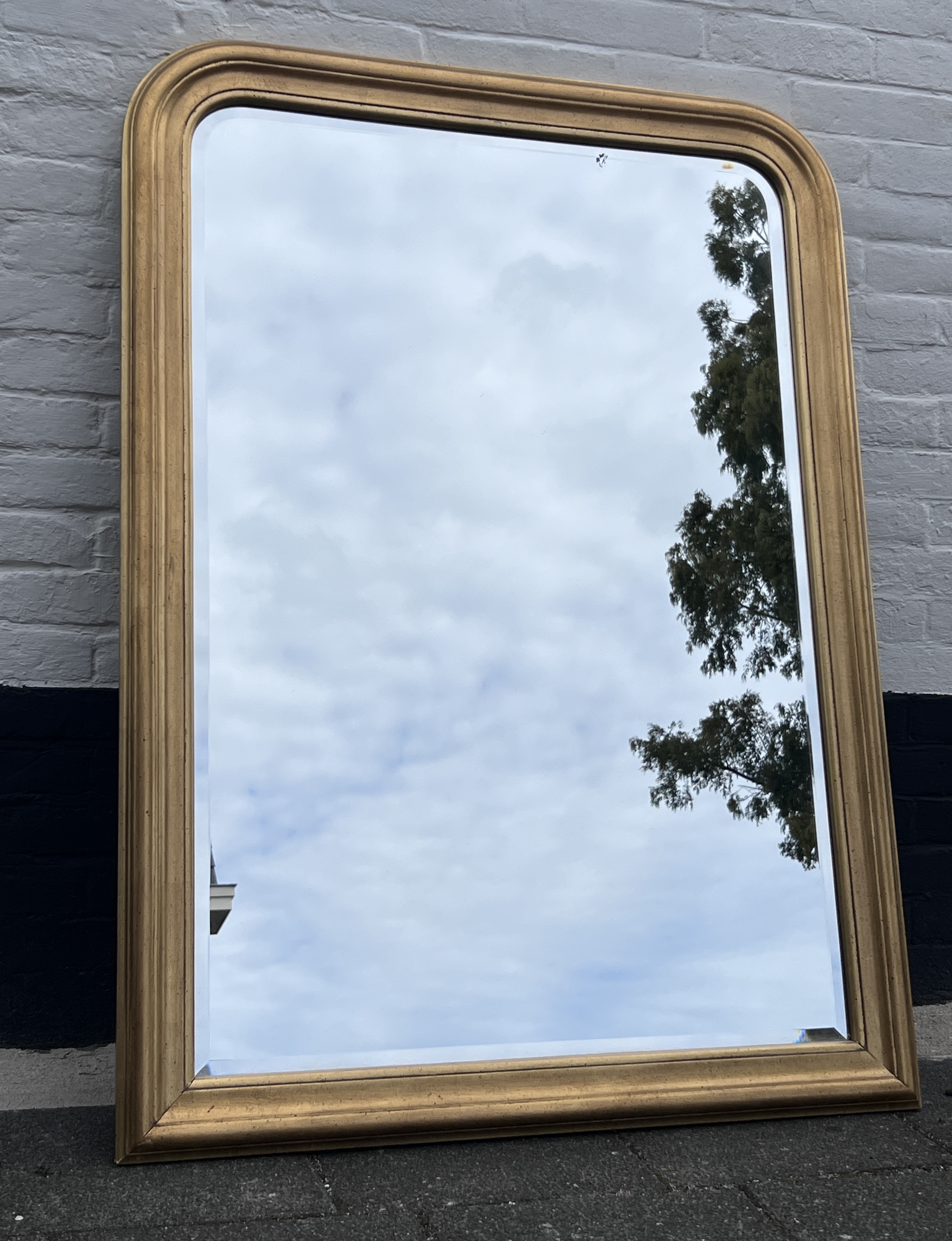 Goudkleurige Deknudt Toogspiegel Met Facet Geslepen Glas, 110 Cm Hoog image 2