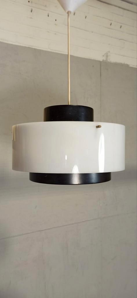 Vintage Mid Century Modern Hanglamp, Wit En Zwart image 6