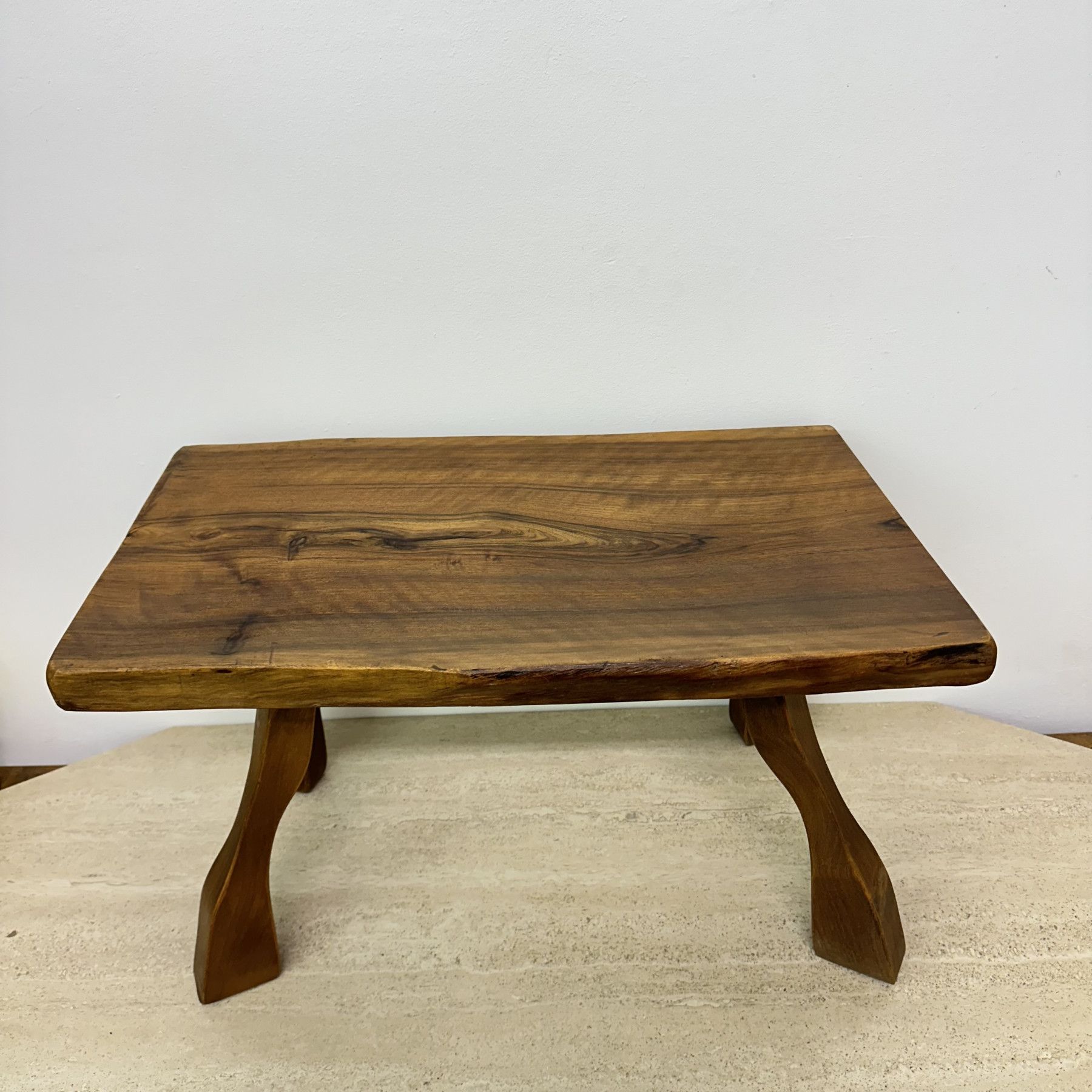 Brutalist Solid Wood Side Table, 1970’S image 5
