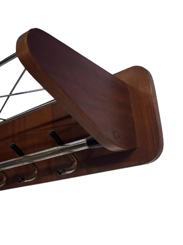 Vintage Wandkapstok Teak En Chroom Jaren 60/70 image 9