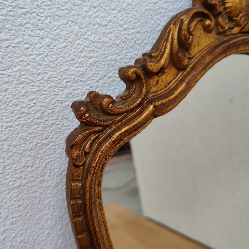 Vintage Goudkleurige Hollywood Regency Barok Rococo Spiegel Kuifspiegel 5 image 17
