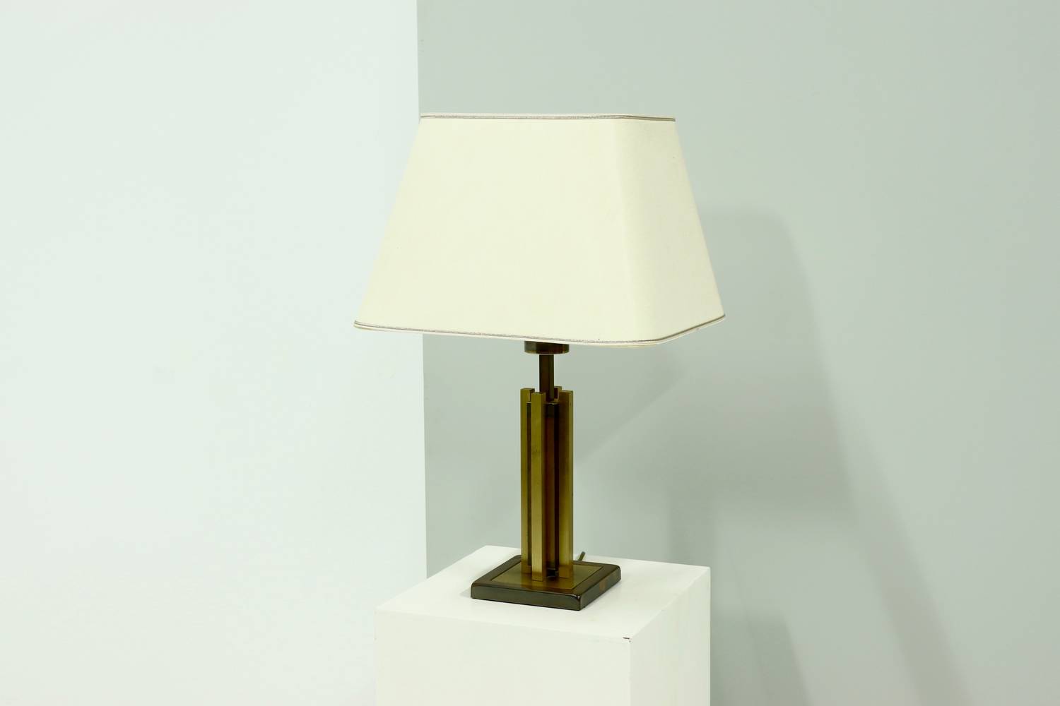 Willy Rizzo Style Brass And Copper Table Lamp 1970s image 2