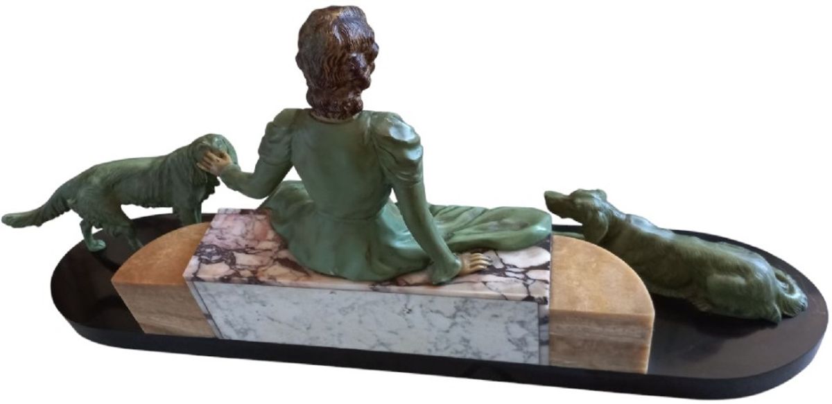 Jacques Limousin Beeld. Art-deco Dame Met Haar Honden image 2