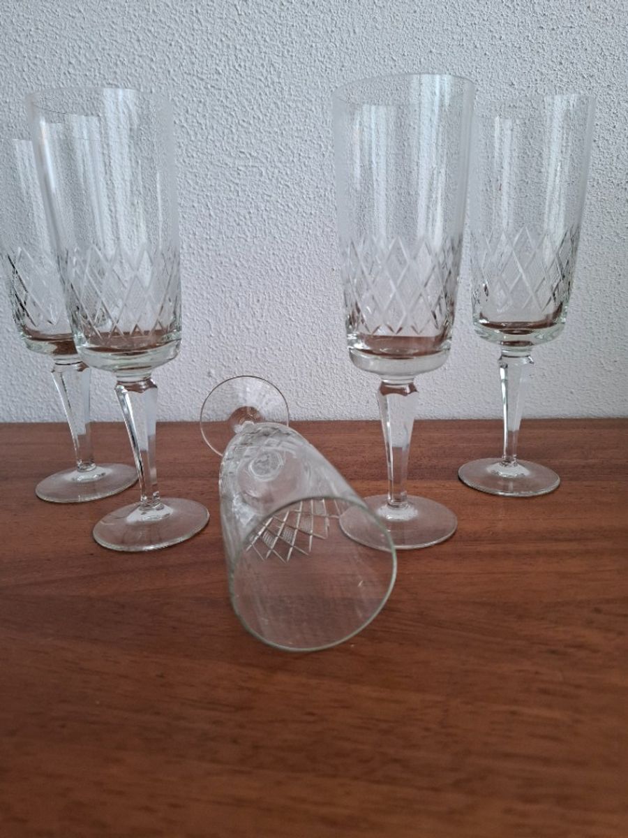 5 Hoge Champagneglazen, Kristallen Flutes, Kristallen Glazen image 14