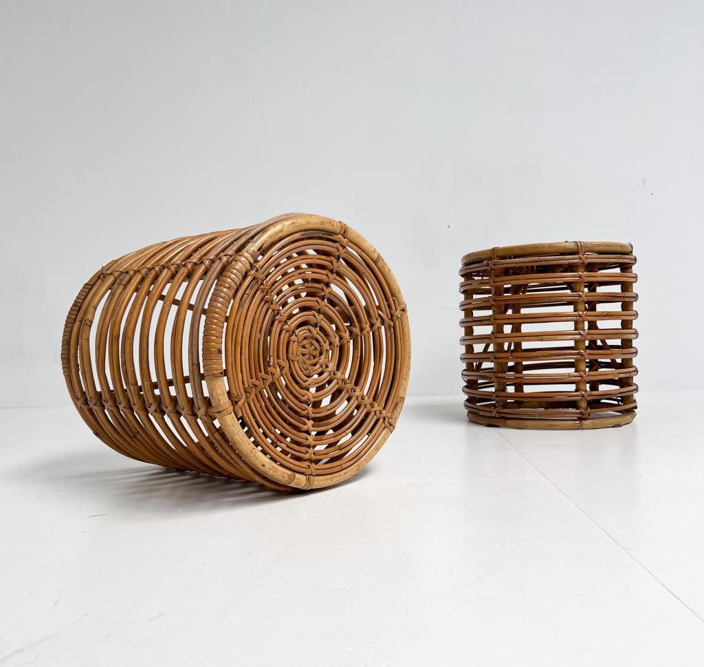 Set Van 2 Rotan Designkrukjes Van Tito Agnoli, 1960's image 5