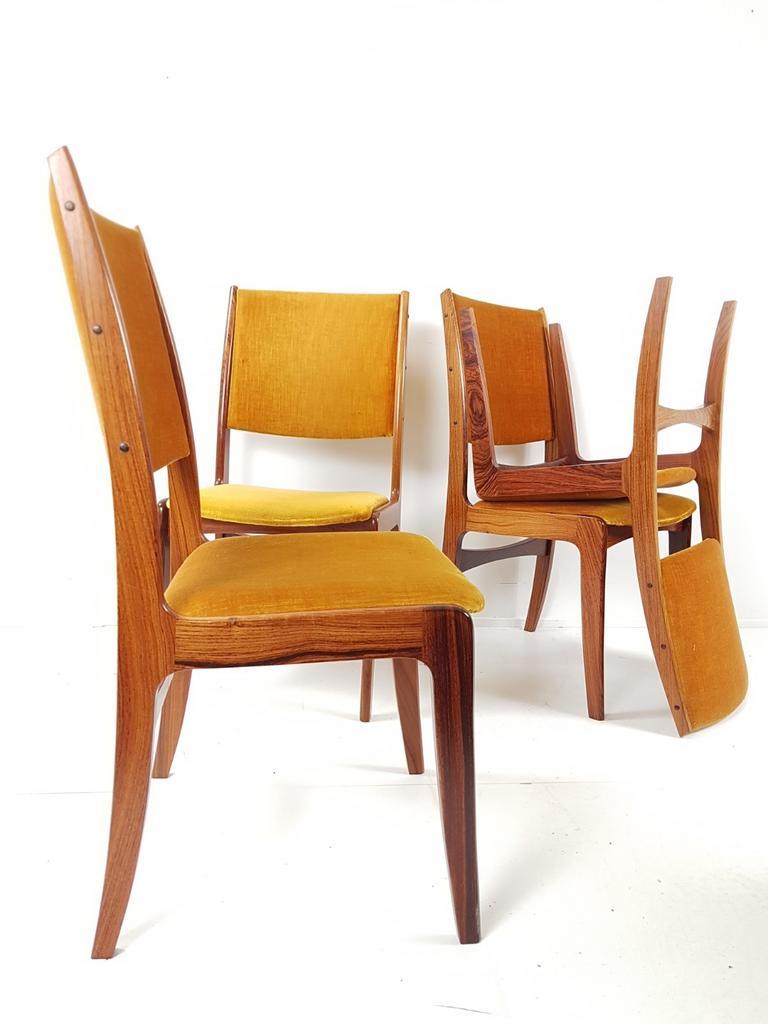 Vintage Deense Stoelen Okergeel Velours Dining Chairs Danish image 3