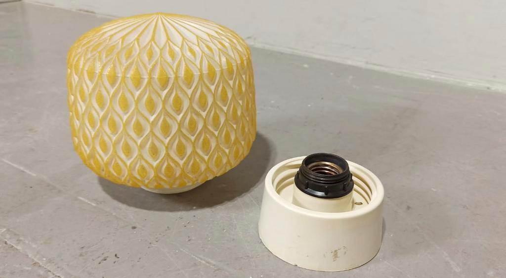 Vintage Glazen Plafondlamp, Wit En Geel image 15