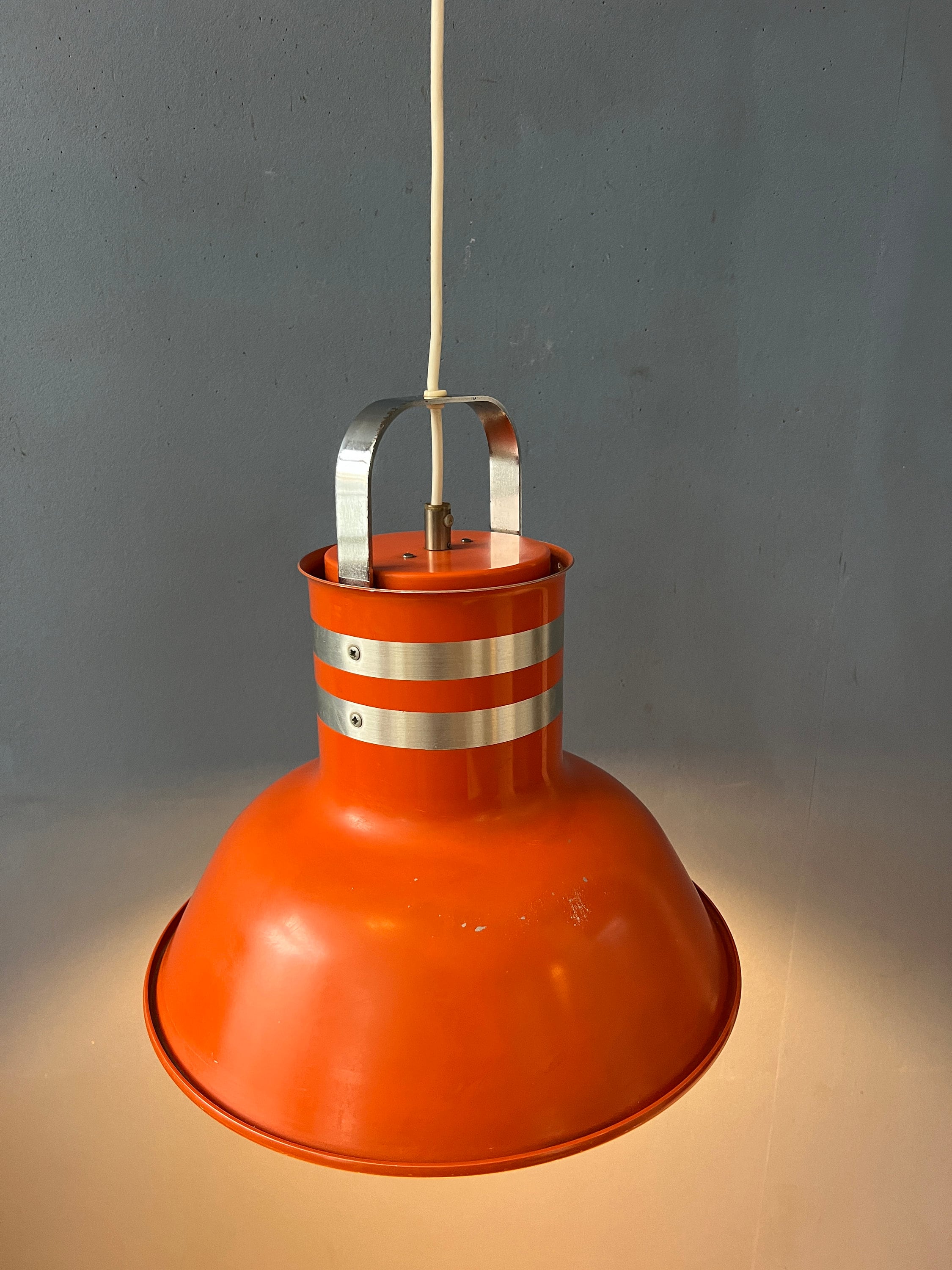Mid Century Oranje/rode Metalen Space Age Hanglamp image 3