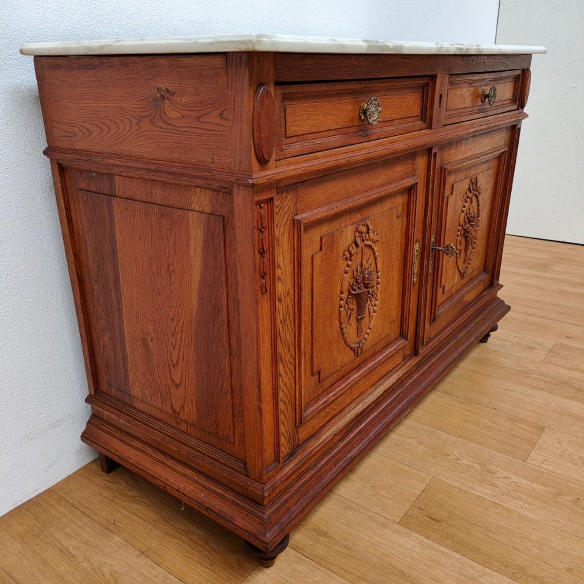 Vintage Antiek Dressoir Commode Ladekast Badkamermeubel Met Marmer Blad 707 image 7