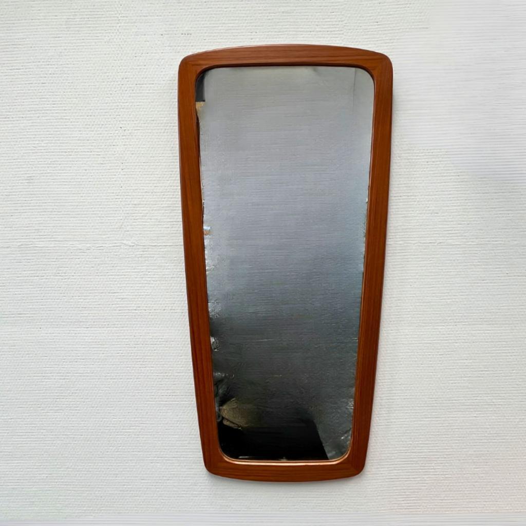 Midcentury Modern Design Wandspiegel Teak, Ovaal Met Hoeken image 3