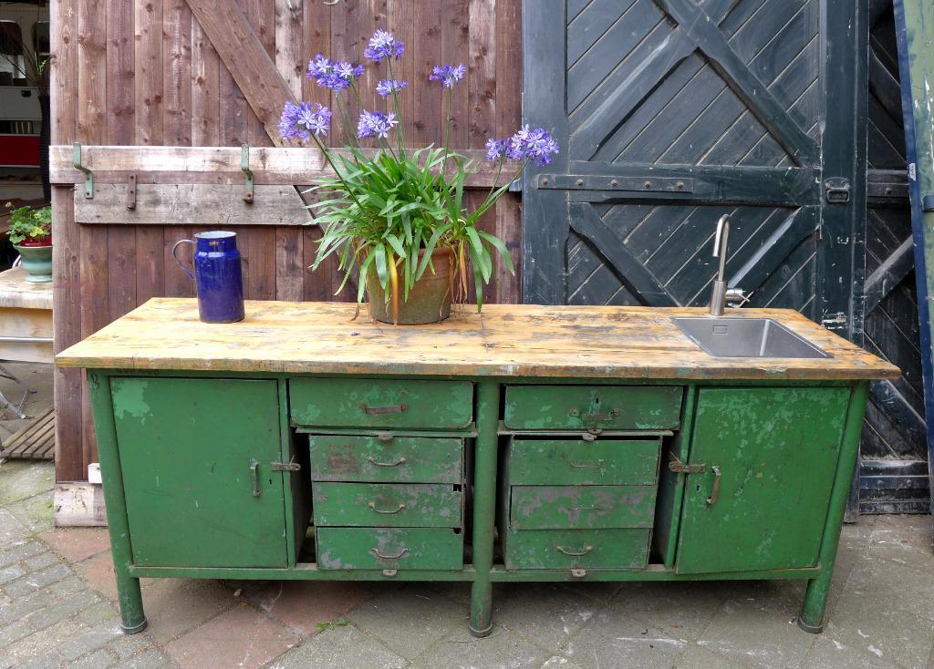 Grote Oude Buffet Vitrine School Museum Winkel Kast image 21