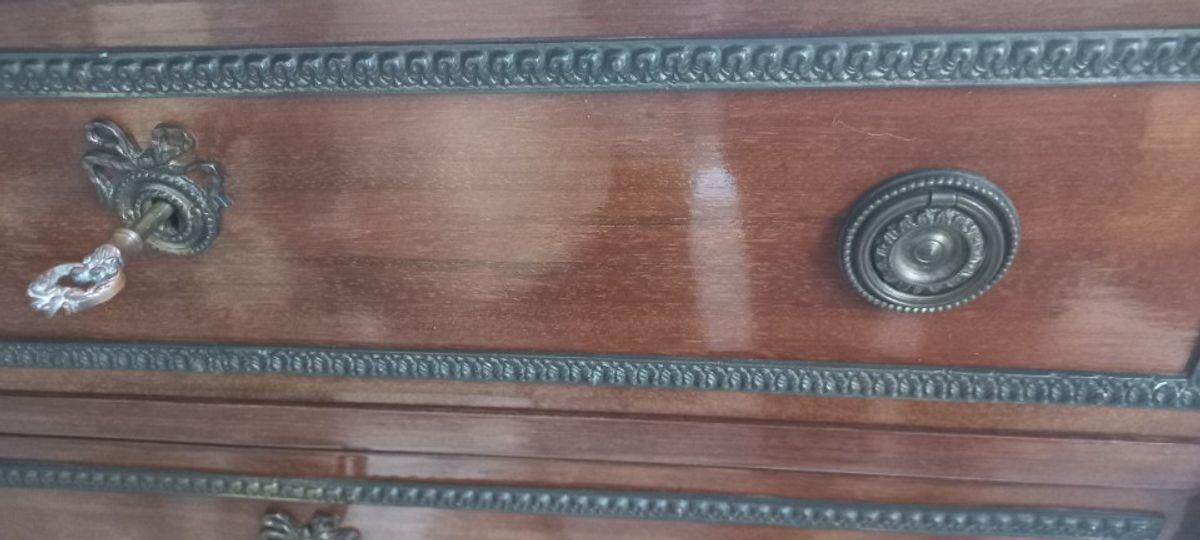 Louis Xvi 6 Laden Commode Met Grijs Marmeren Tablet image 7