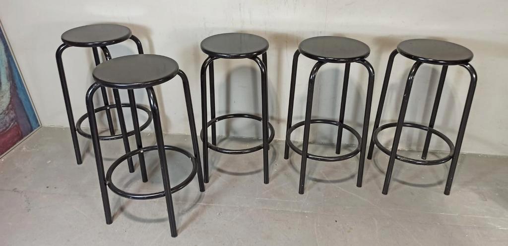 5 X Vintage Barkruk, Zwart, P/p/s image 15
