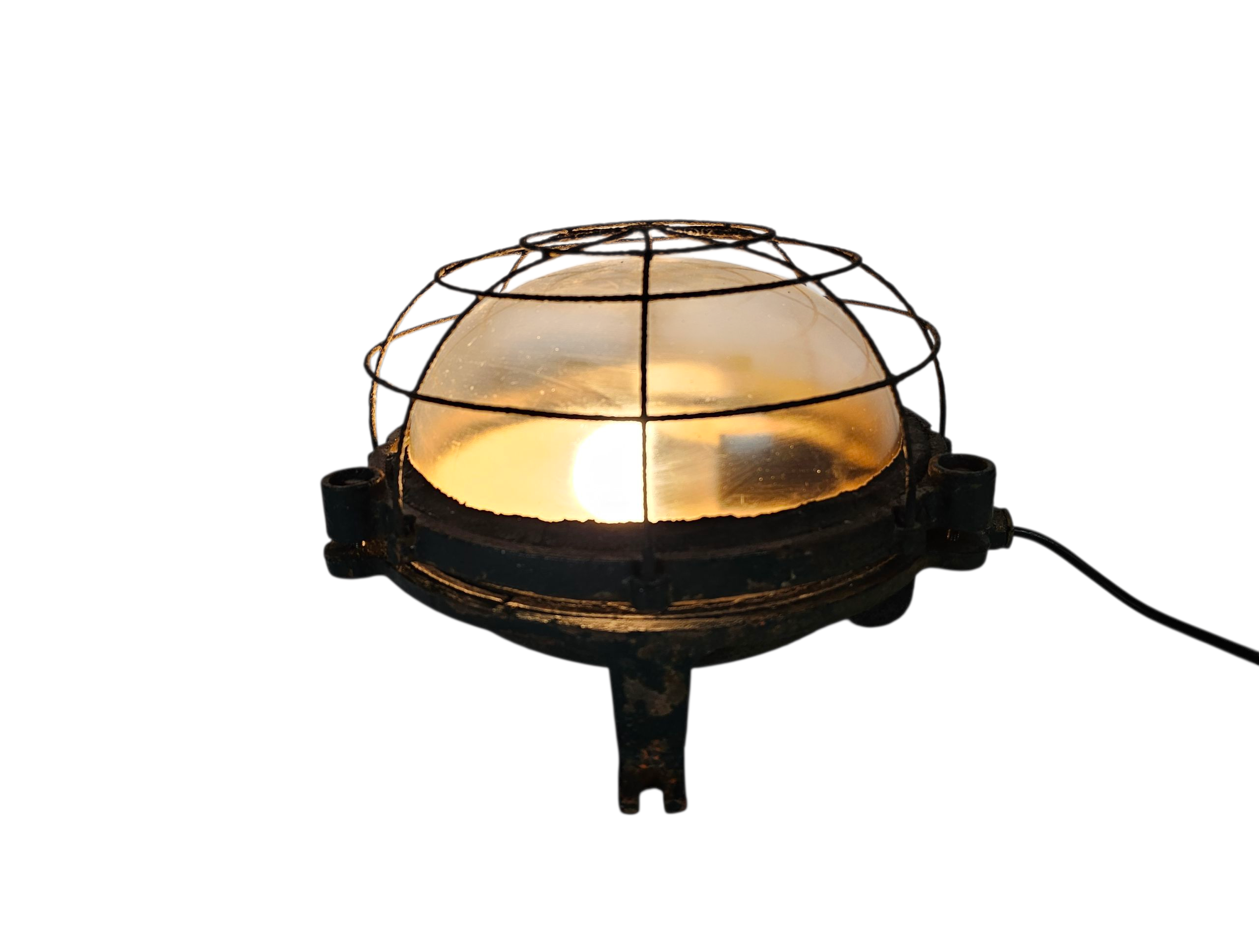 Industriële Gietijzeren Kooilamp - Muurlamp - Buitenlamp - Gal - Frankrijk - 50's image 4