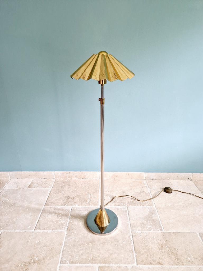 Lampe Sur Pied En Métal Chromé Et Laiton, 1970 image 2