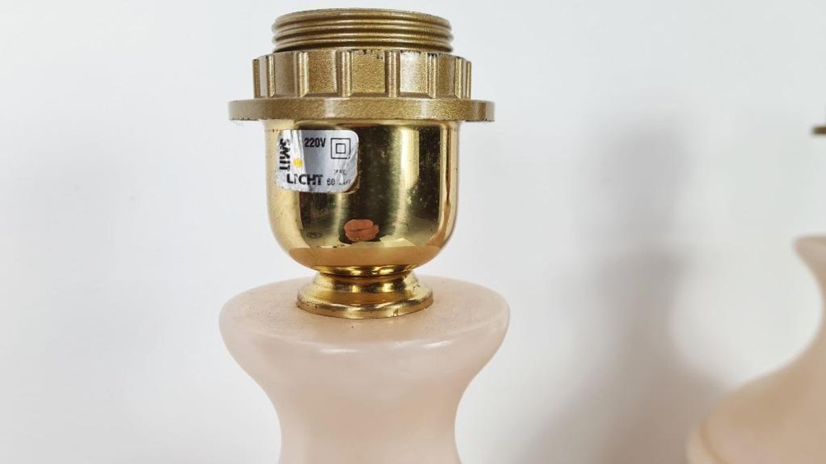 Hollywood Regency Alabaster Lampen Marmer Roze image 3