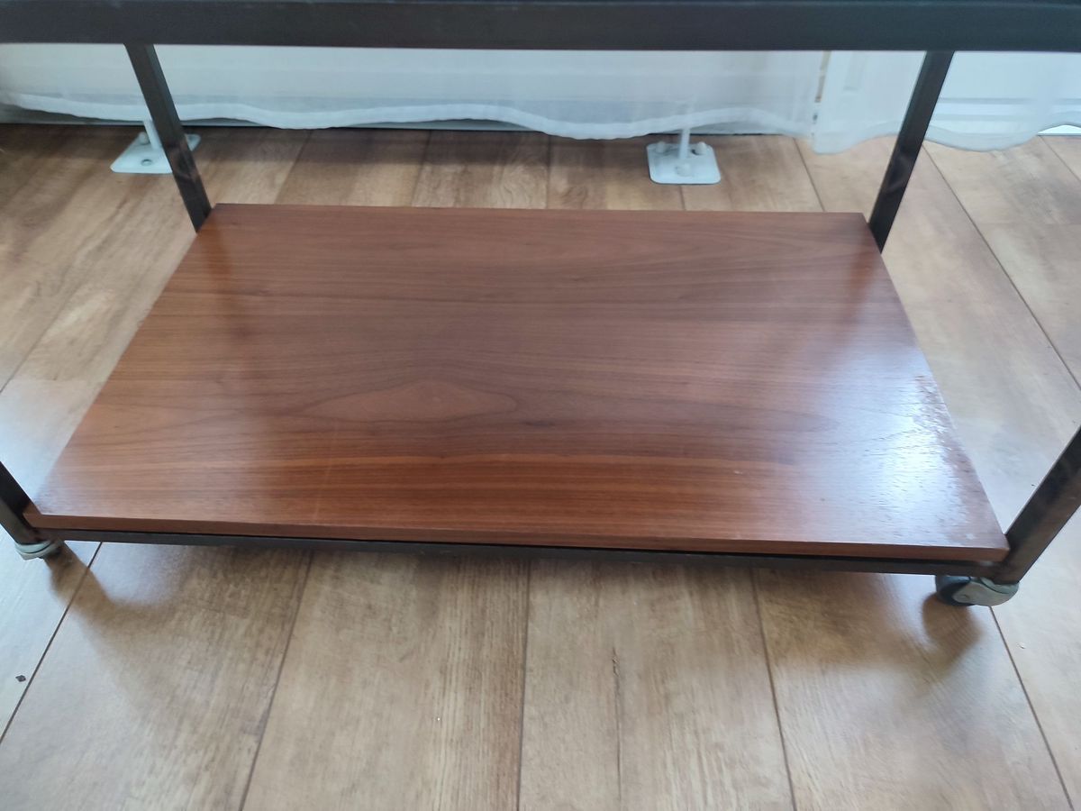 Vintage Bijzet Tafel Trolley Op Wielen Tafeltje Audio Tv image 9