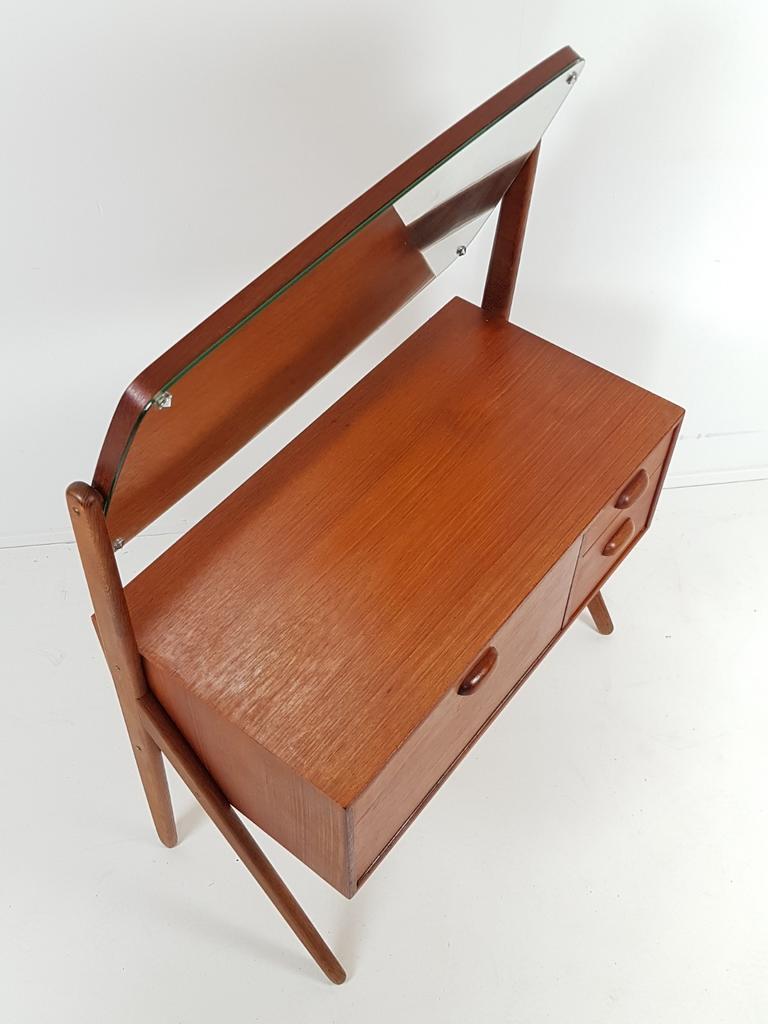 Vintage Deense Kaptafel Teak | Make Up Kastje Spiegel Danish image 8