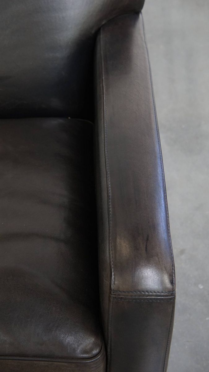 Stijlvolle En Tijdloze Zwart/ Grijze Schapenleren Design Fauteuil/ Armchair Met Comfortabele Zit image 8