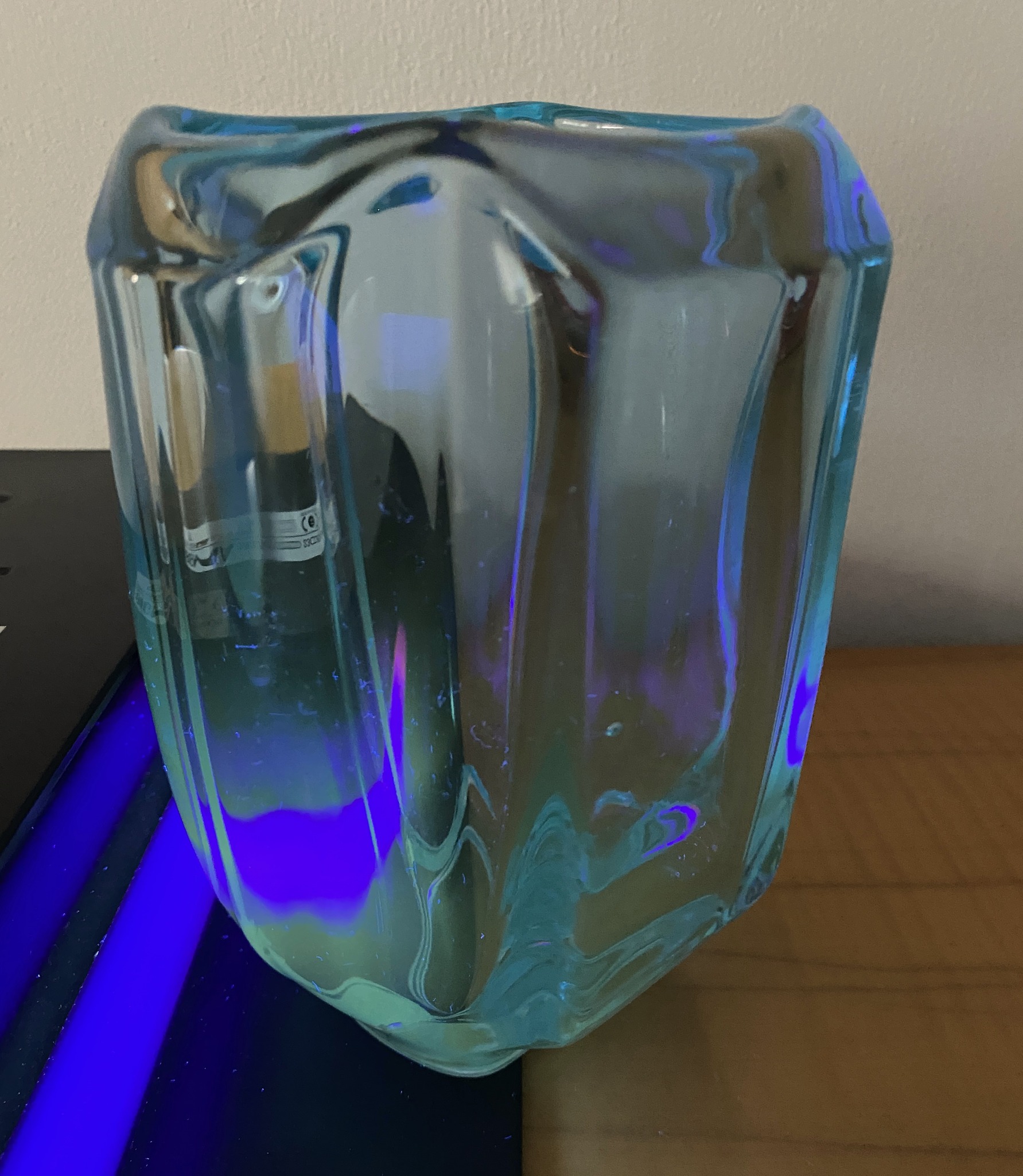 Uranium Glass Vase Blue 1970s image 4