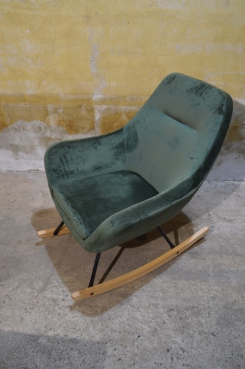 Jannis Schommelstoel Groen Met Metalen Frame En Stoffen Bekleding image 3