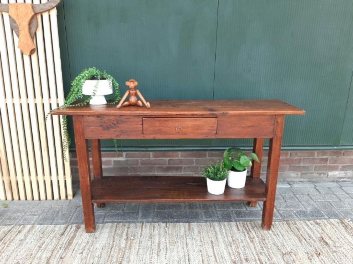 Robuuste Teak Houten Side Table Haltafel Landelijke Sidetable image 11