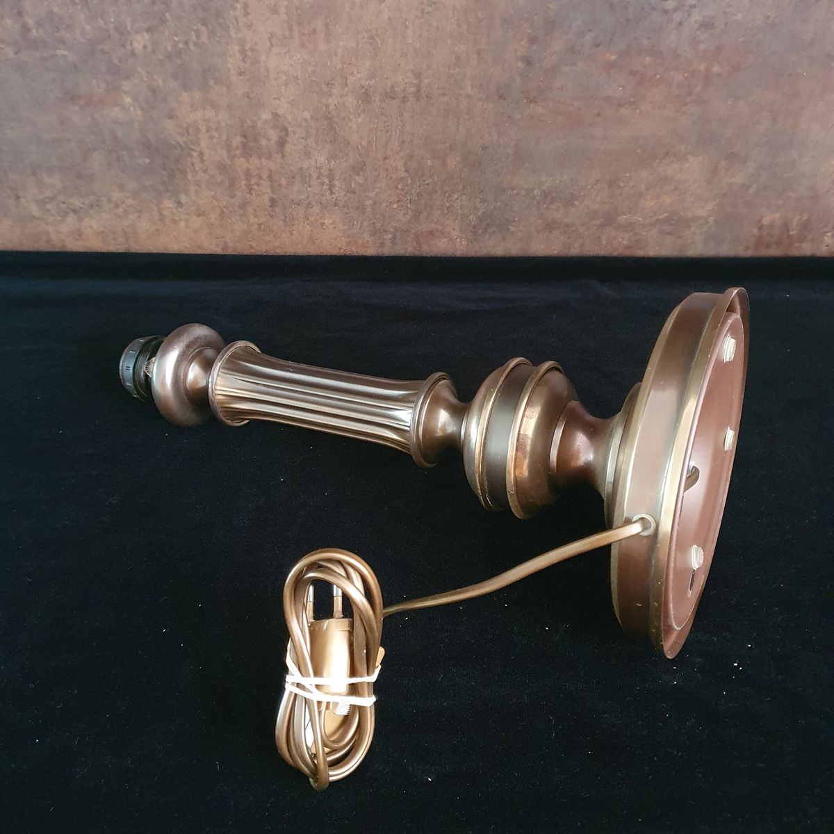 Vintage - Tafellamp - Kastlamp - Messing - Stoffen Kap - Herda image 9