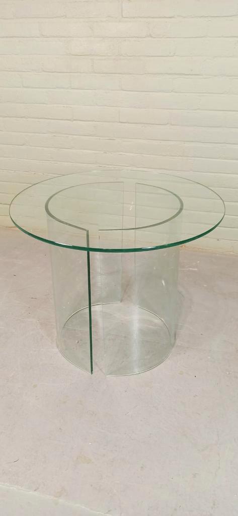 Vintage Ronde Glazen Bijzettafel, Postmodern image 7
