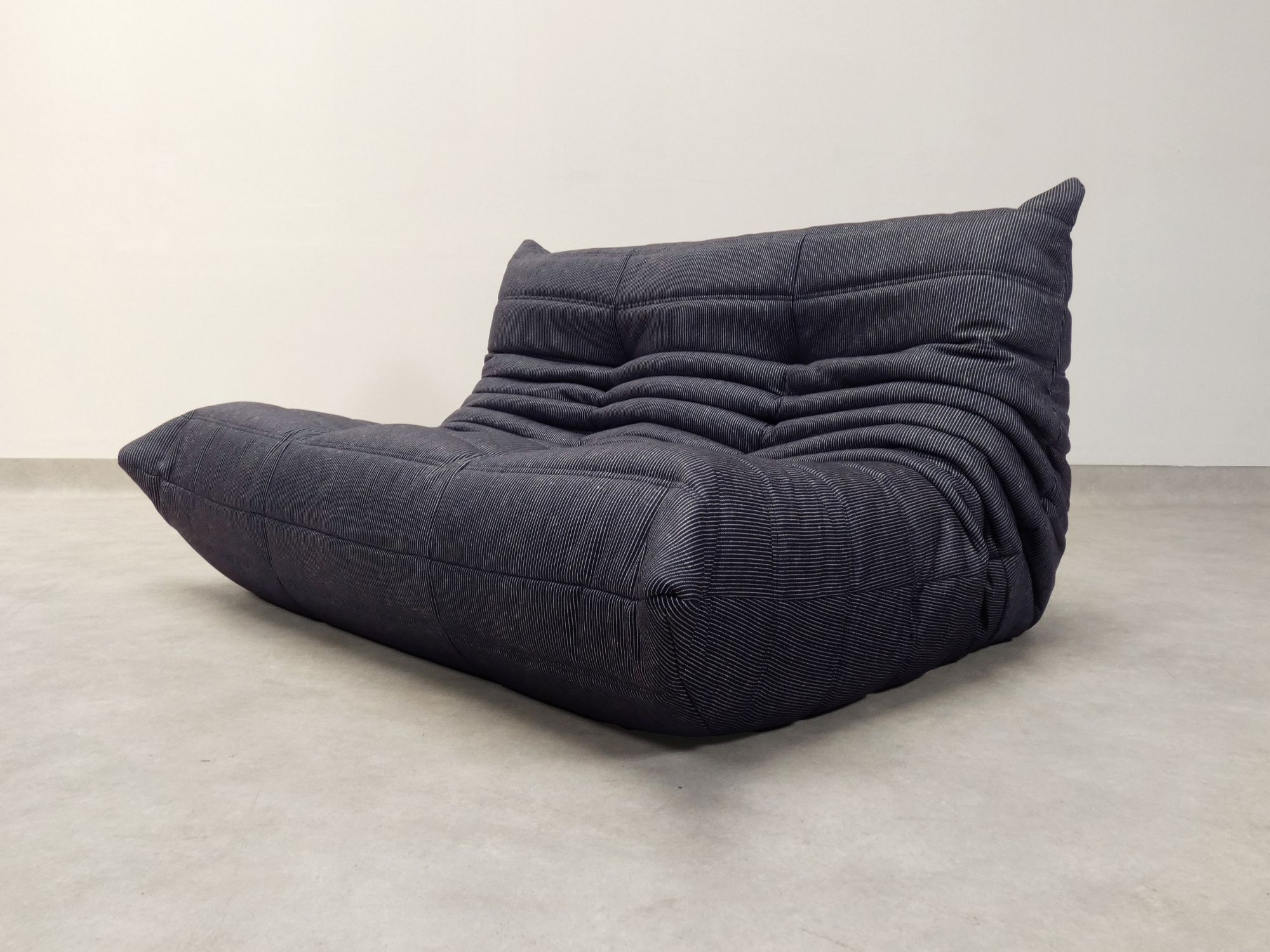 Ligne Roset Togo Set - 1 - 2 Seater & Ottoman - Pinstripe Fabric image 14