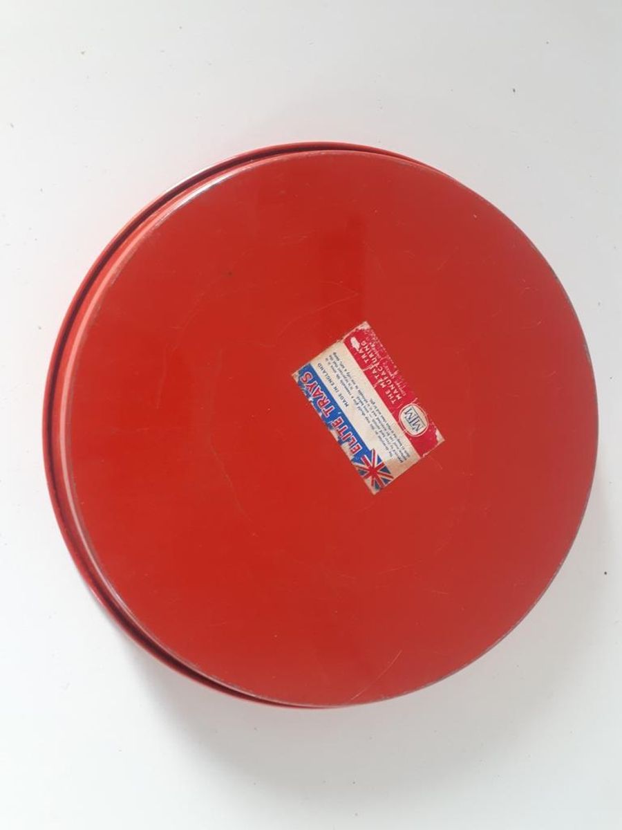 * Vintage Dienblad Rood Oranje Blikken Dienblad image 4