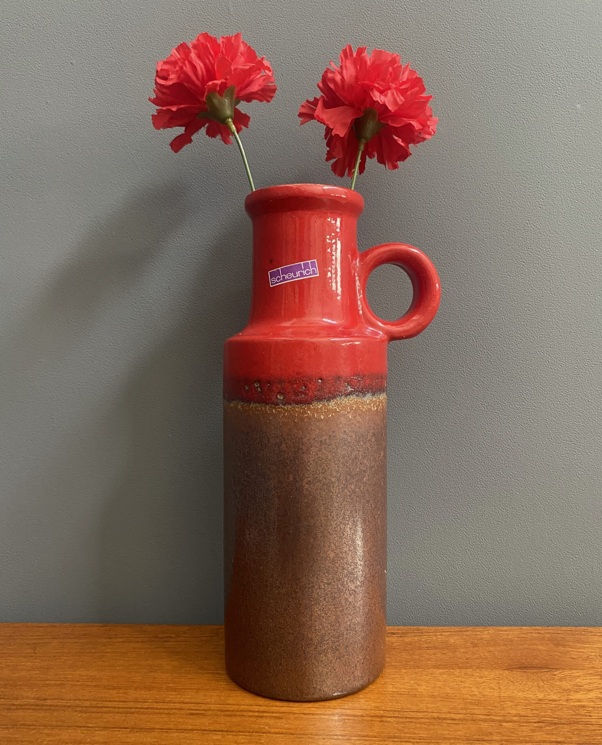 Scheurich Vase Model 401-28 In Red And Brown Wgp image 2