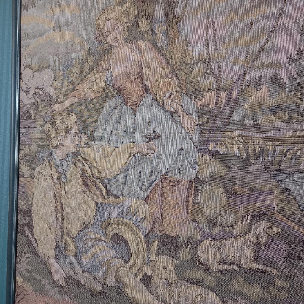 Antieke Italiaanse Gobelin In Houten Lijst image 4