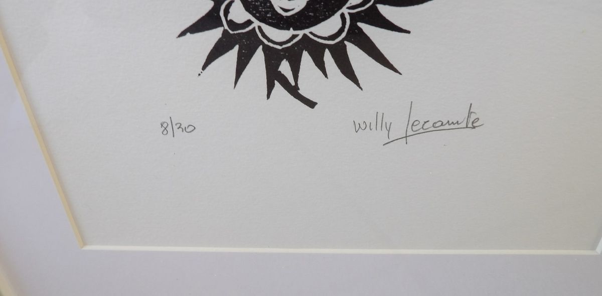Houtsnede Willy Lecomte "zonnebloemen". image 4