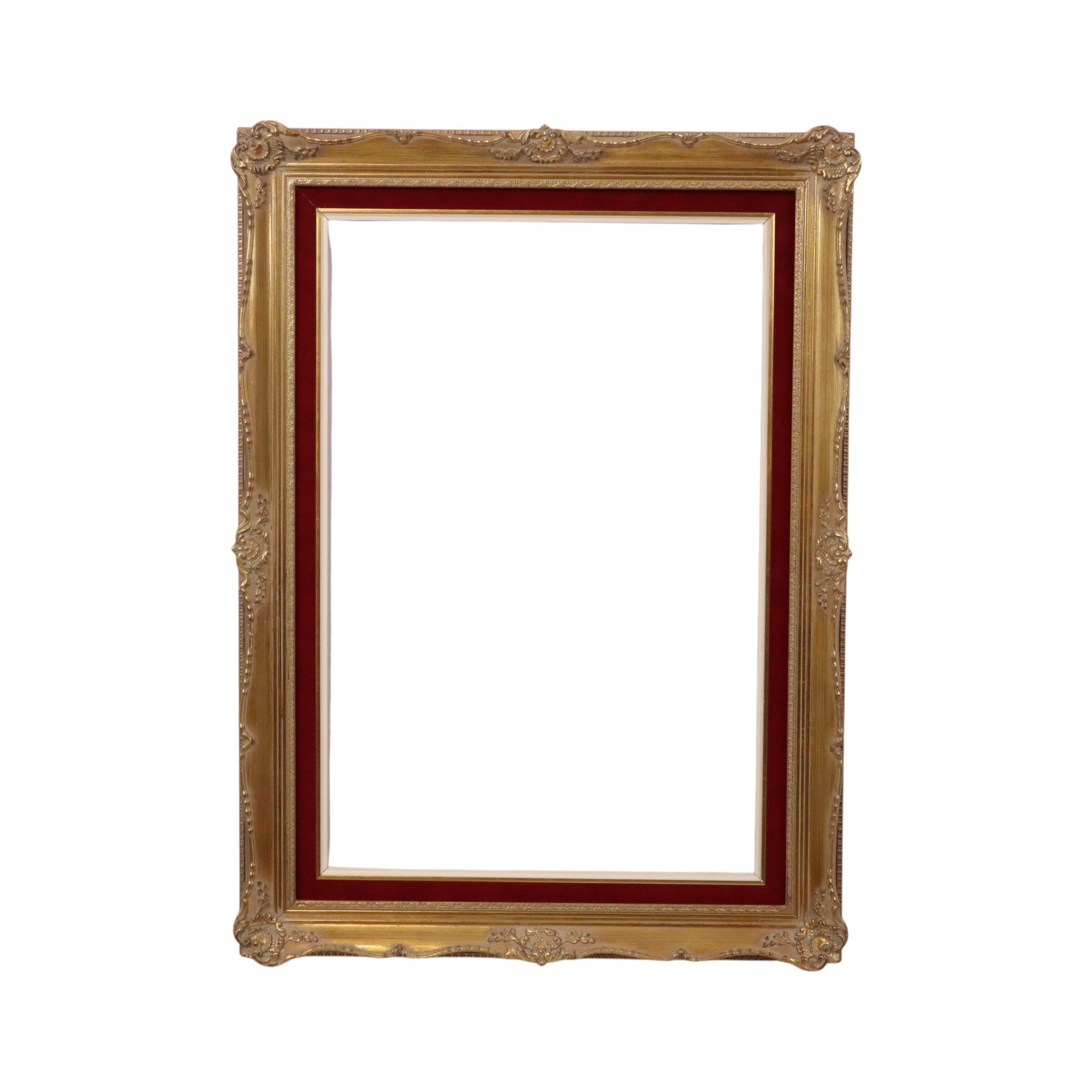 Vintage Vergulde Lijst Barok Stijl Rood Fluweel Klassiek 76x56cm image 2
