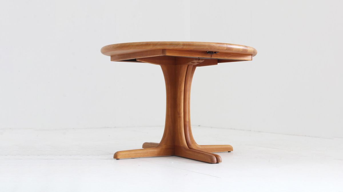 Vintage Deense Ronde Uitschuifbare Eettafel Tafel Massief Teak image 3